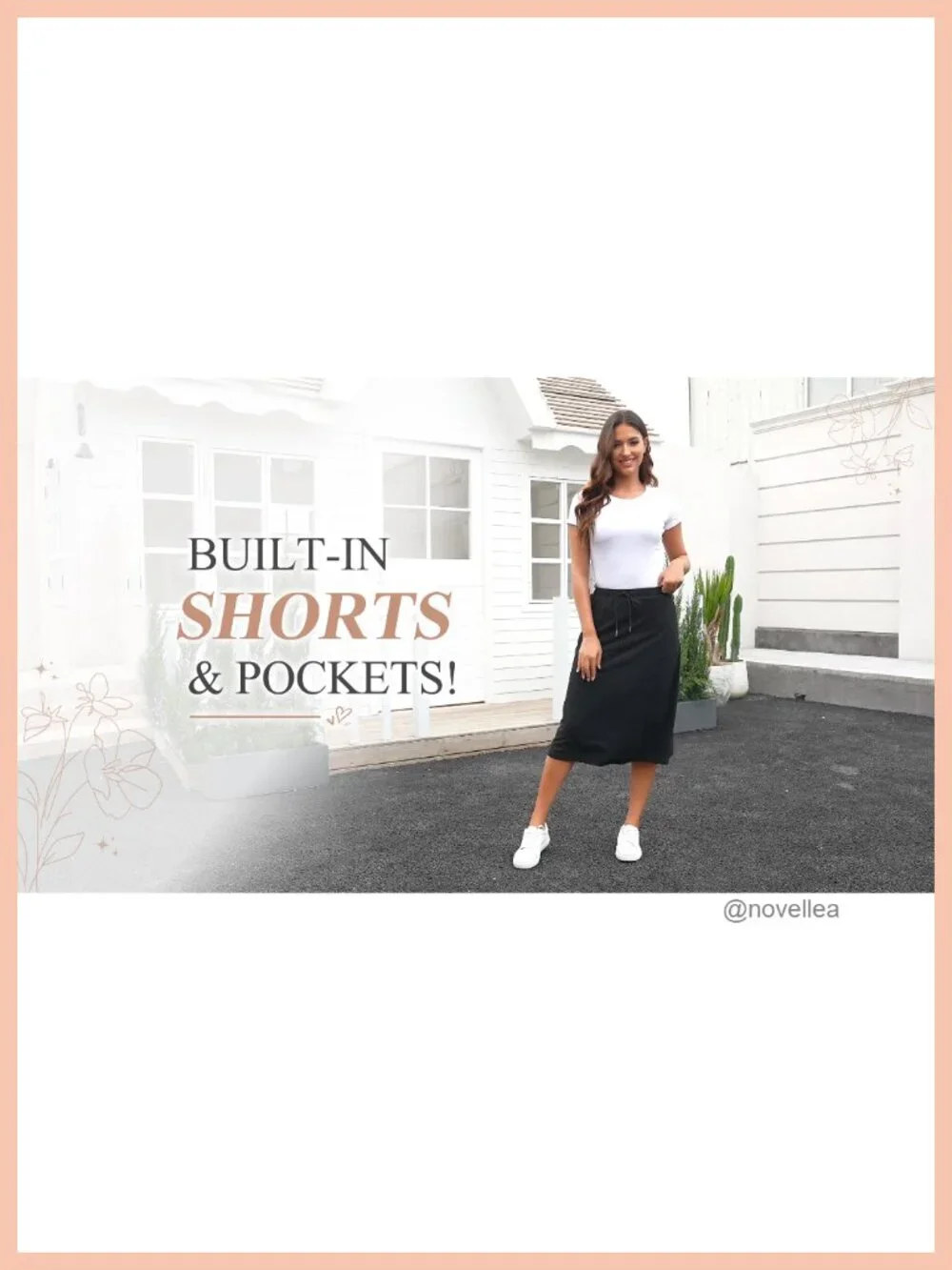 Women's High Waisted Midi Skort with Pockets, Built-in Shorts, Athletic Travel